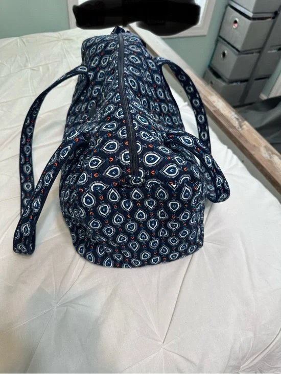 Vera Bradley Quilted Navy Patterned Small Duffel Bag - Picture 2 of 2